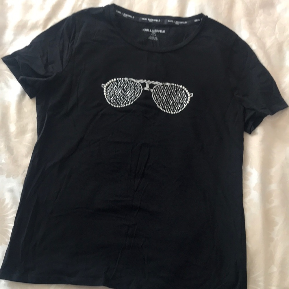 Karl Lagerfeld Sequin and Pearl Detail T-shirt